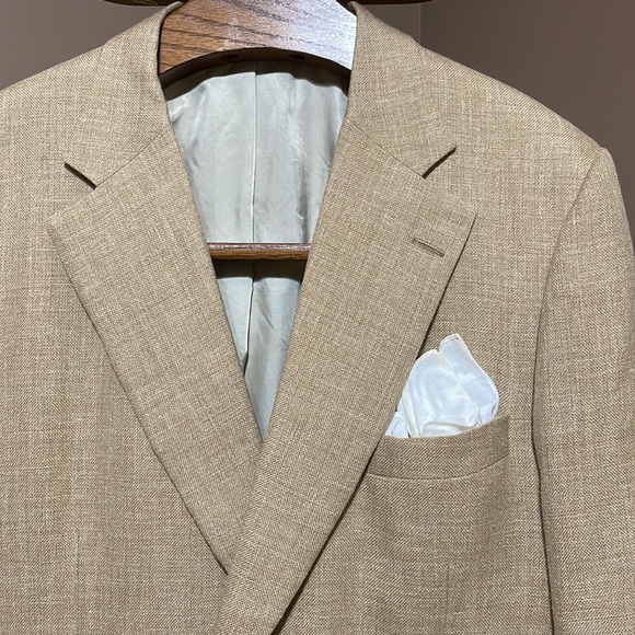 Paul Stuart size 48R linen wool blend light brown/Tan Sports Jacket - Picture 3 of 14